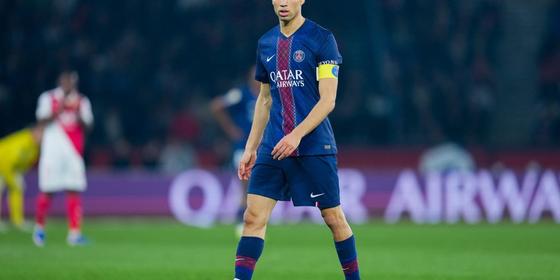 حكيمي: "اتهامات الاغتصاب كاذبة" 1 PARIS, FRANCE - MARCH 06: Achraf Hakimi of PSG looks on during the Ligue 1 McDonald's match between Paris Saint-Germain FC and Monaco FC at Parc des Princes on March 06, 2026 in Paris, France. (Photo by Franco Arland/Getty Images)