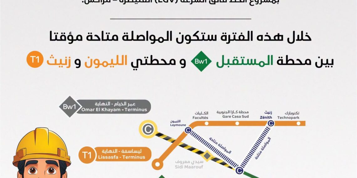 أشغال القطار فائق السرعة تواصل تغيير مسار الباصواي بالدار البيضاء 1 casabusway