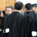 المحامون يواصلون التوقف الشامل ويصعدون الاحتجاج 7 Lawyers are pictured at court in Casablanca on January 28, 2011 after the court postponed the verdict to February 11, 2011, in the trial of seven Sahrawi militants. The militants were arrested in October of 2009 at the airport in Casablanca on their return from Tindouf, in southern Algeria, where there is a strong pro-independence movement 'le Polisario' for the Western Sahara. The Polisario Front, with the support of Algiers, wants a referendum on self-determination, with independence as one of the options. AFP PHOTO / ABDELHAK SENNA (Photo credit should read ABDELHAK SENNA/AFP/Getty Images)